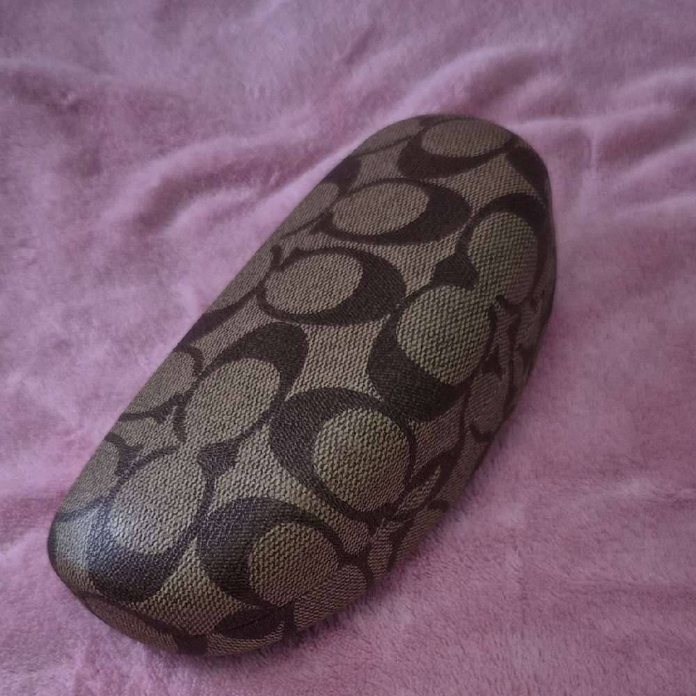 Coach Brown Patterned Glasses Case